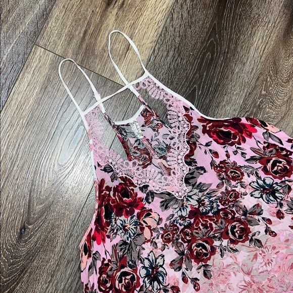 Free People “Floral Haze” Lace Trim Mini Slip Dress in “Tea Combo” 💕 - Picture 6 of 12